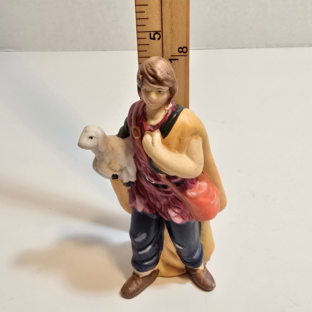 Shepherd with‎ Lamb Nativity Figurine Ceramic Christmas Decor Collectible - Picture 7 of 7